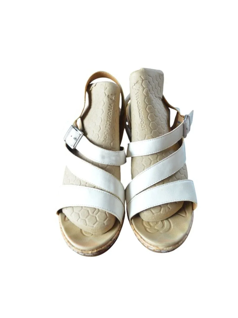 Born b.o.c. Schirra White Strappy Cork Wedge Sandals Women's Size 11 Boho Summer